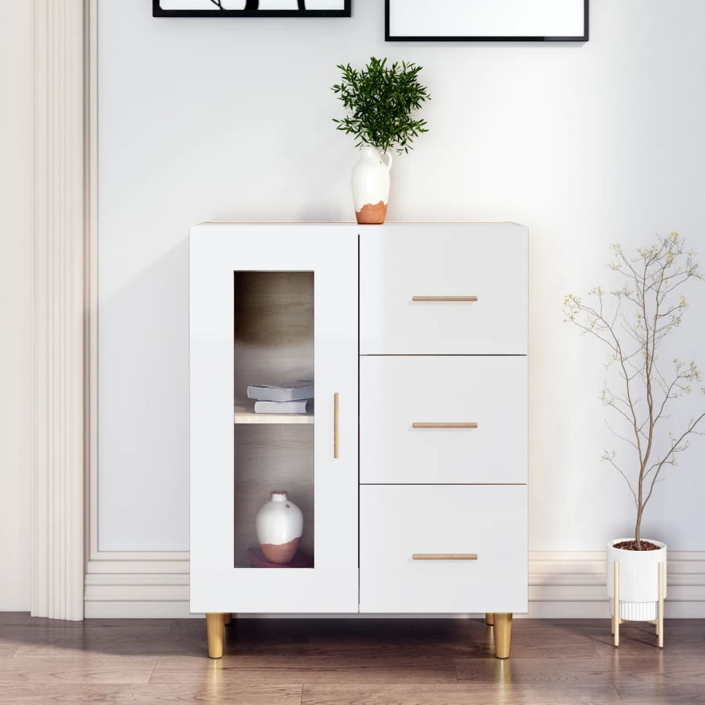 vidaXL Buffet blanc brillant 69,5x34x90 cm Bois d'ingénierie