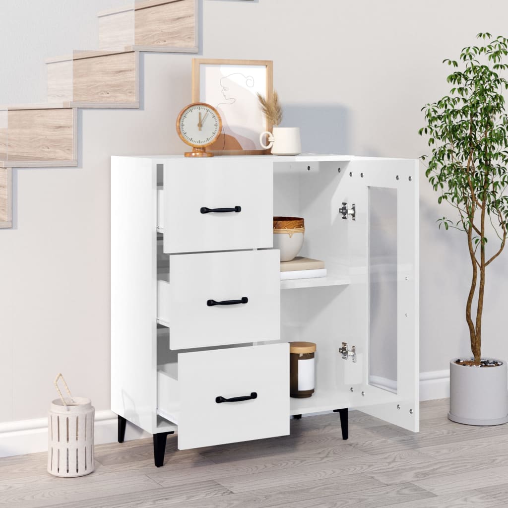 vidaXL Buffet blanc brillant 69,5x34x90 cm Bois d'ingénierie