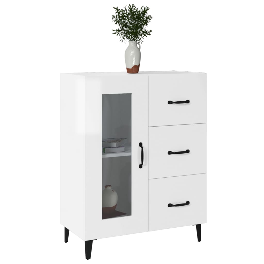 vidaXL Buffet blanc brillant 69,5x34x90 cm Bois d'ingénierie