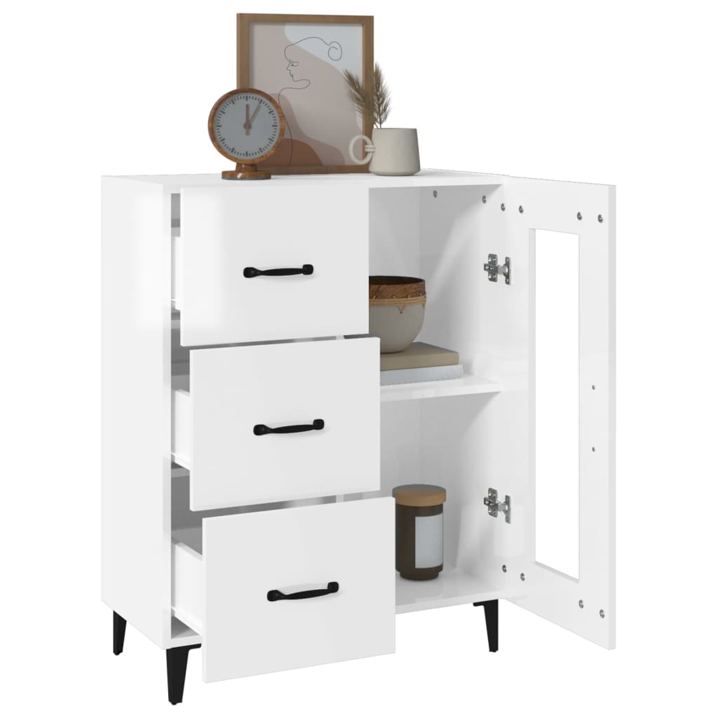 vidaXL Buffet blanc brillant 69,5x34x90 cm Bois d'ingénierie