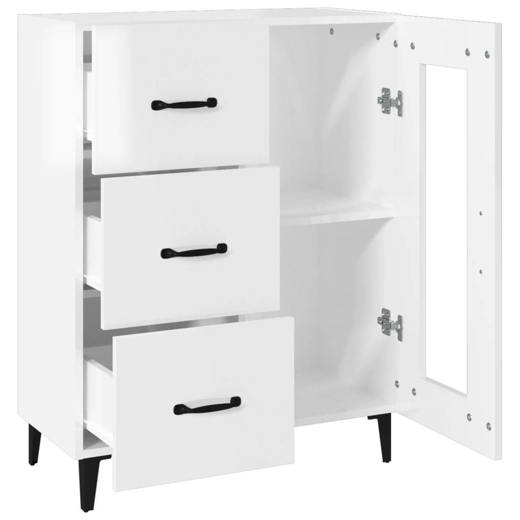 vidaXL Buffet blanc brillant 69,5x34x90 cm Bois d'ingénierie