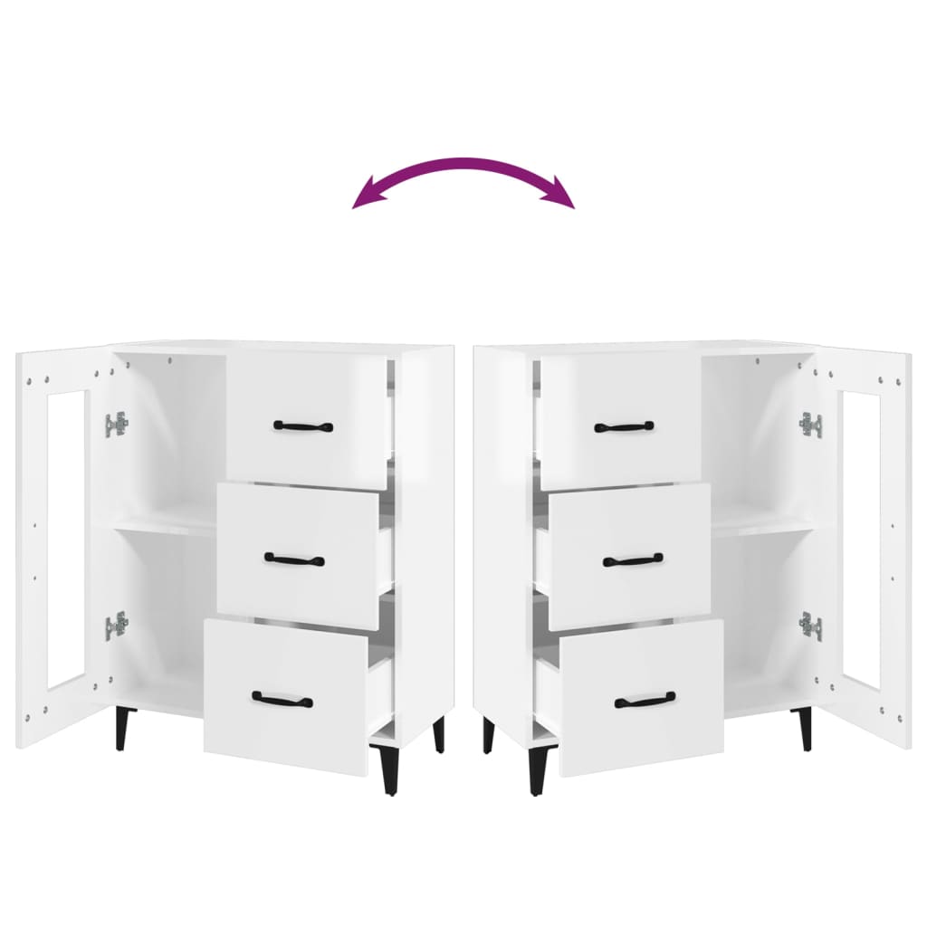 vidaXL Buffet blanc brillant 69,5x34x90 cm Bois d'ingénierie