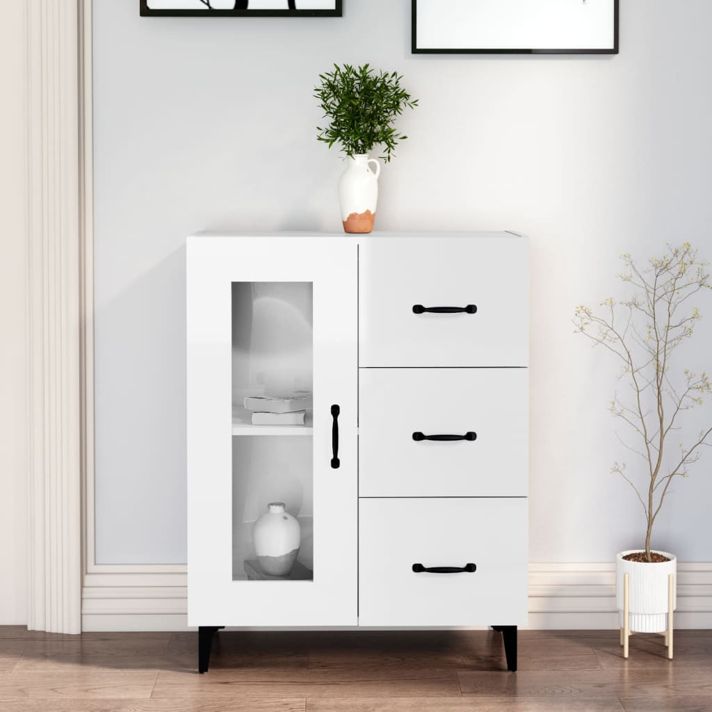 vidaXL Buffet blanc brillant 69,5x34x90 cm Bois d'ingénierie