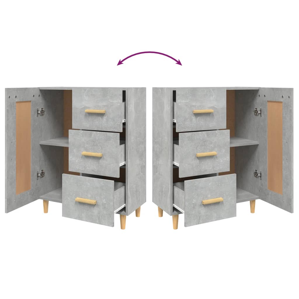 vidaXL Buffet gris béton 69,5x34x90 cm Bois d'ingénierie