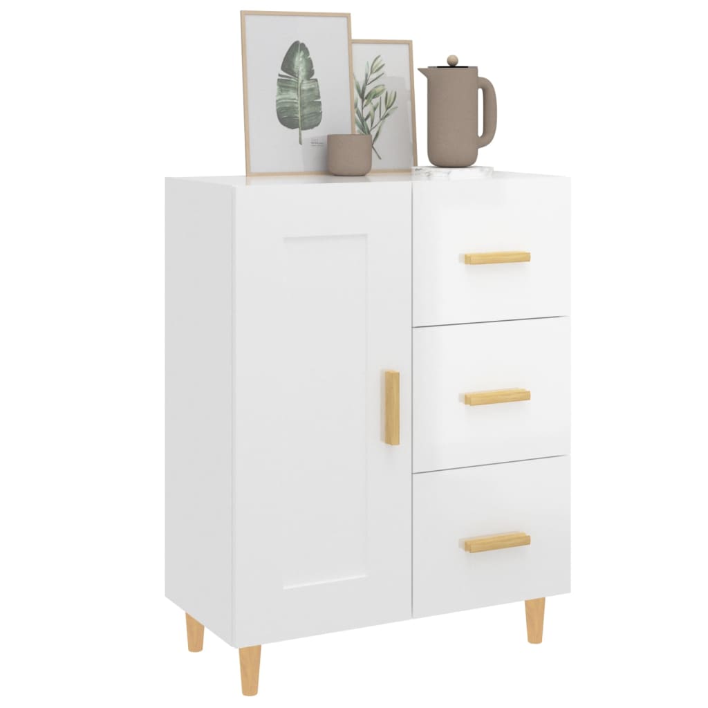 vidaXL Buffet blanc brillant 69,5x34x90 cm Bois d'ingénierie