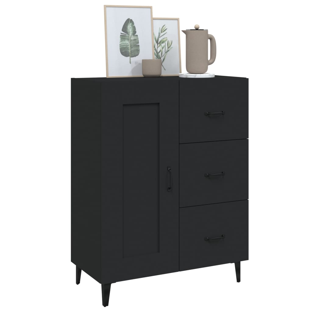 vidaXL Commode noire 69,5x34x90 cm en bois d'ingénierie