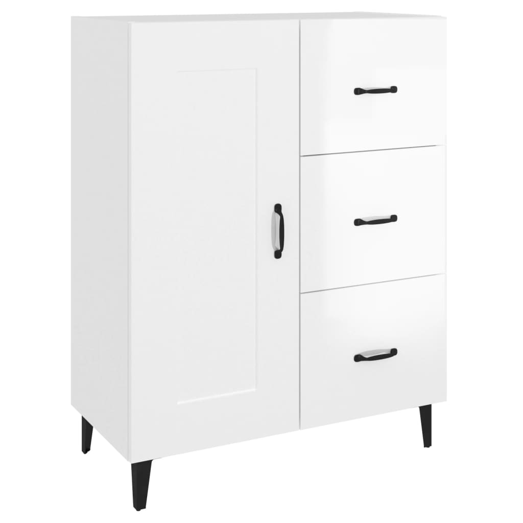 vidaXL Buffet blanc brillant 69,5x34x90 cm Bois d'ingénierie