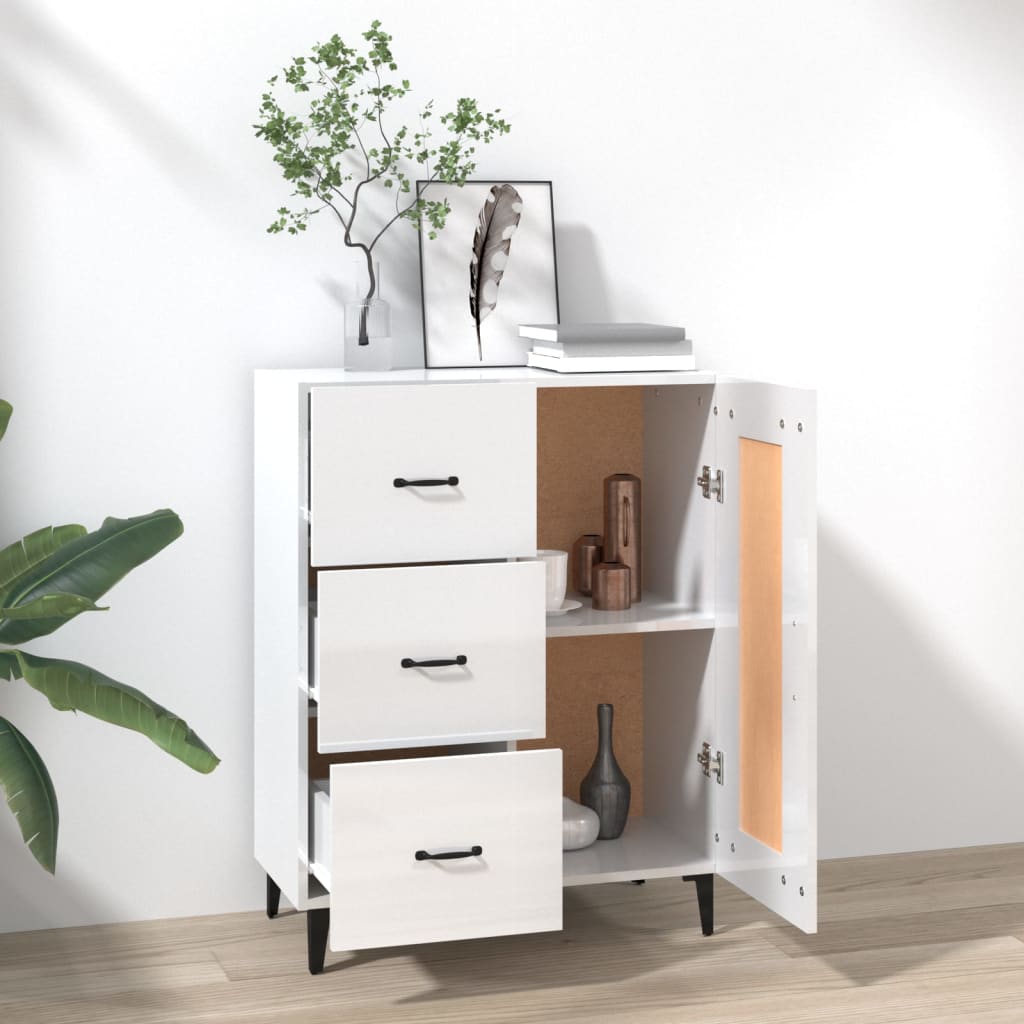 vidaXL Buffet blanc brillant 69,5x34x90 cm Bois d'ingénierie
