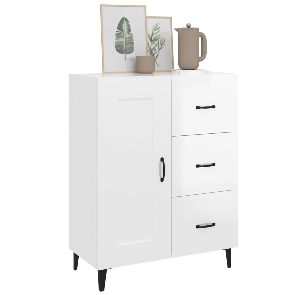 vidaXL Buffet blanc brillant 69,5x34x90 cm Bois d'ingénierie