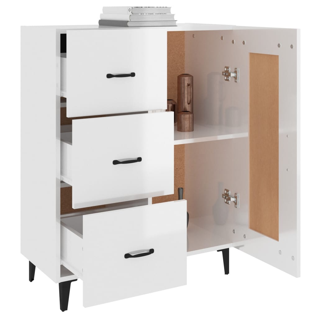 vidaXL Buffet blanc brillant 69,5x34x90 cm Bois d'ingénierie