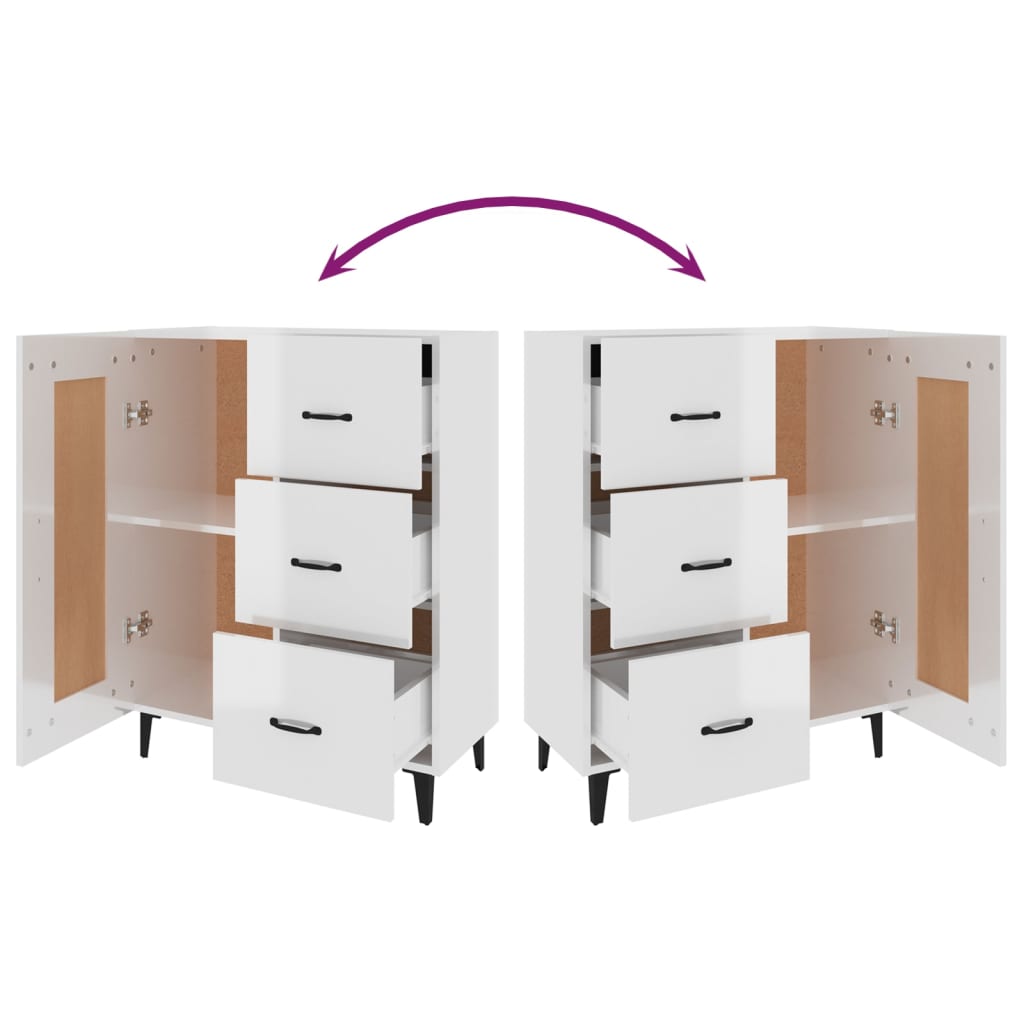 vidaXL Buffet blanc brillant 69,5x34x90 cm Bois d'ingénierie