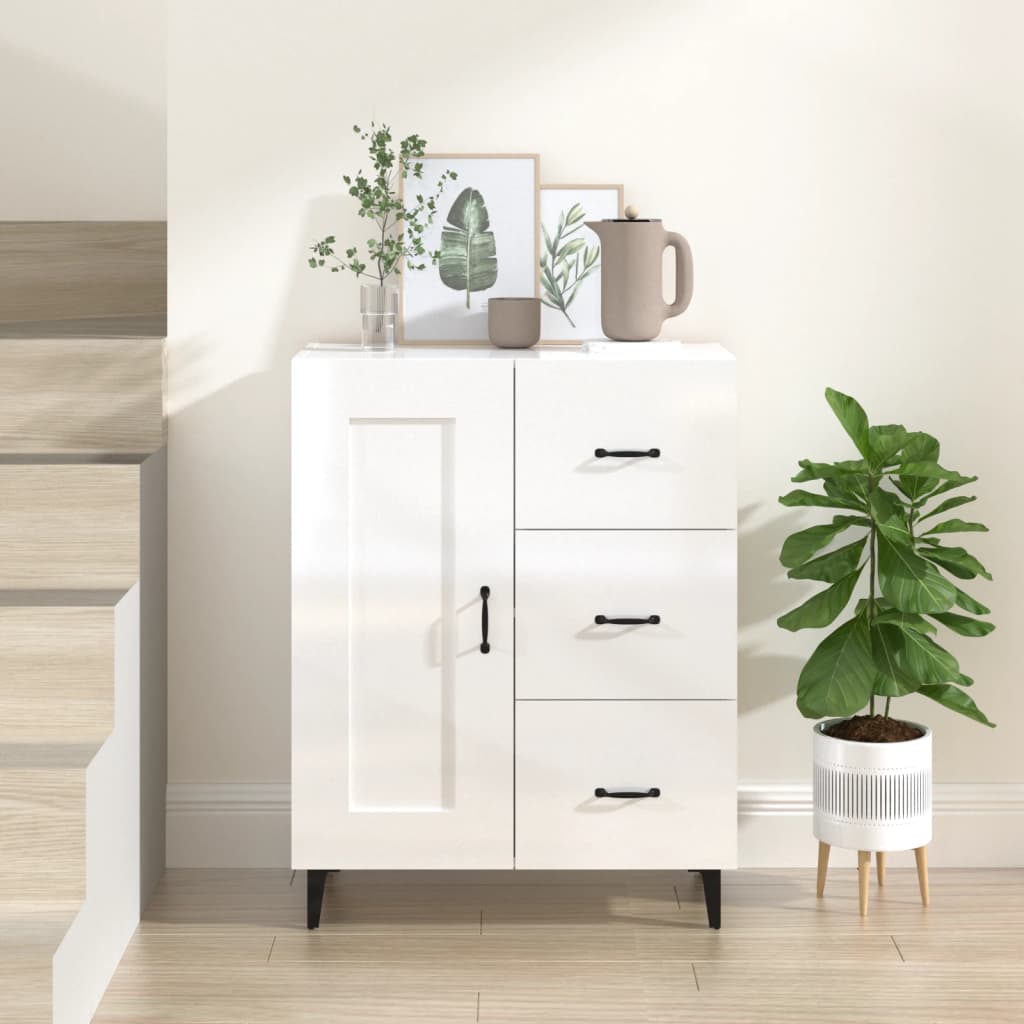 vidaXL Buffet blanc brillant 69,5x34x90 cm Bois d'ingénierie