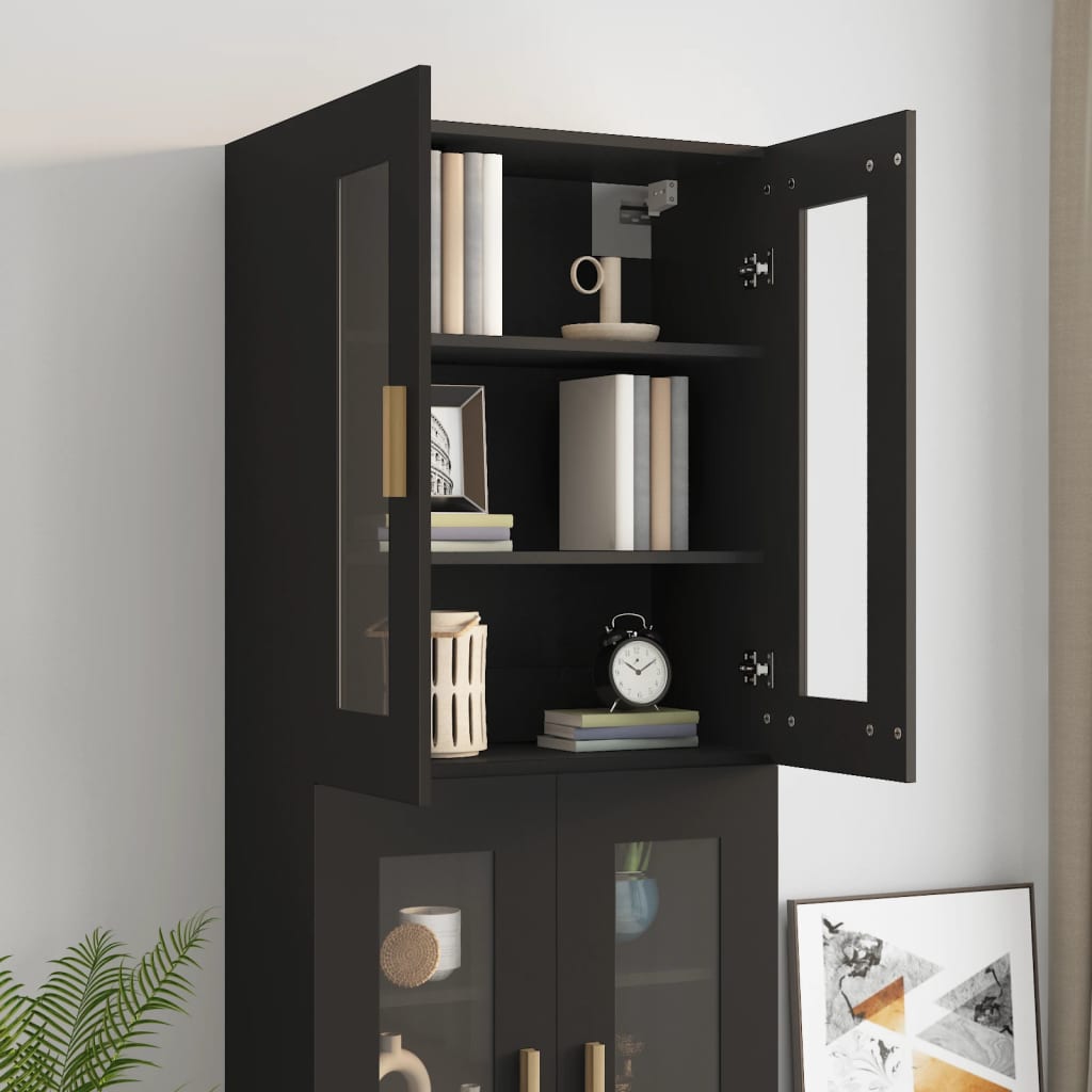 vidaXL Meuble haut noir 69,5x34x90 cm