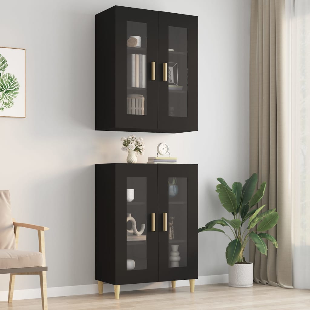 vidaXL Meuble haut noir 69,5x34x90 cm