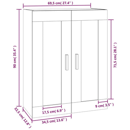 vidaXL Wandschrank Weiß 69,5x32,5x90 cm Holzwerkstoff