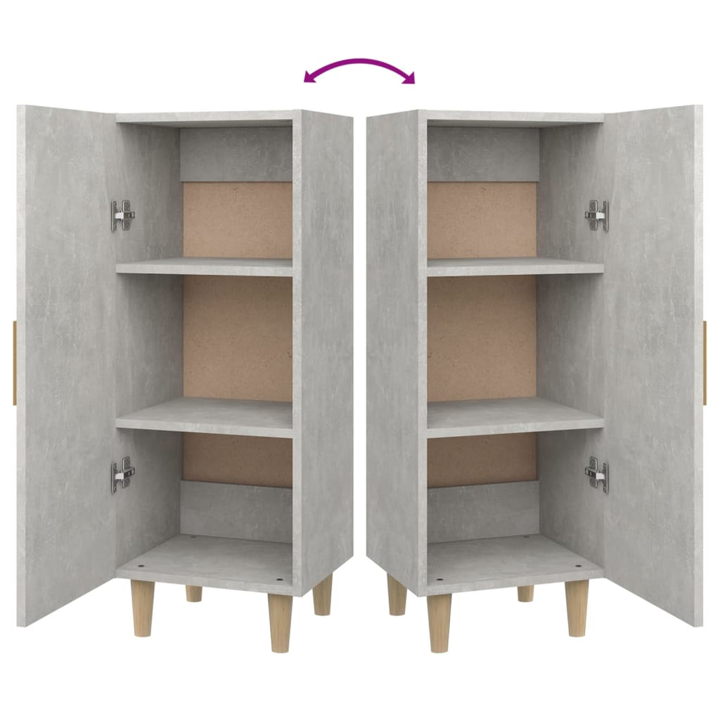 vidaXL Buffet gris béton 34,5x34x90 cm Bois d'ingénierie
