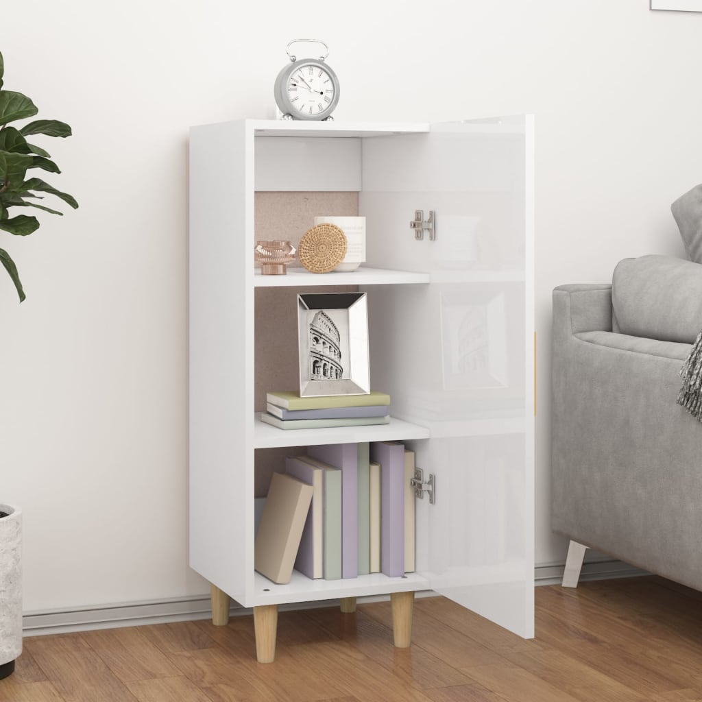 vidaXL Buffet haut brillant blanc 34,5x34x90 cm Bois d'ingénierie