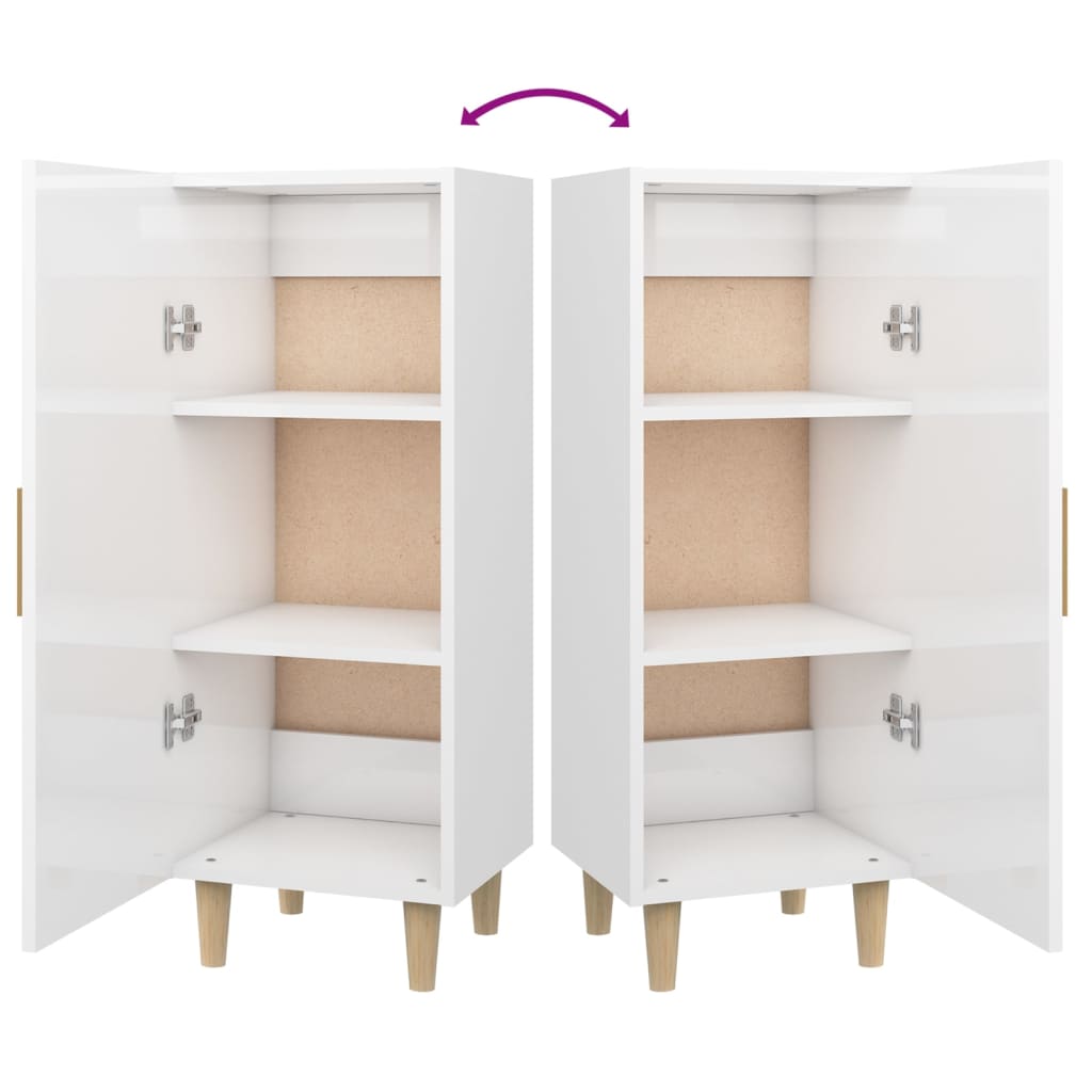 vidaXL Buffet haut brillant blanc 34,5x34x90 cm Bois d'ingénierie