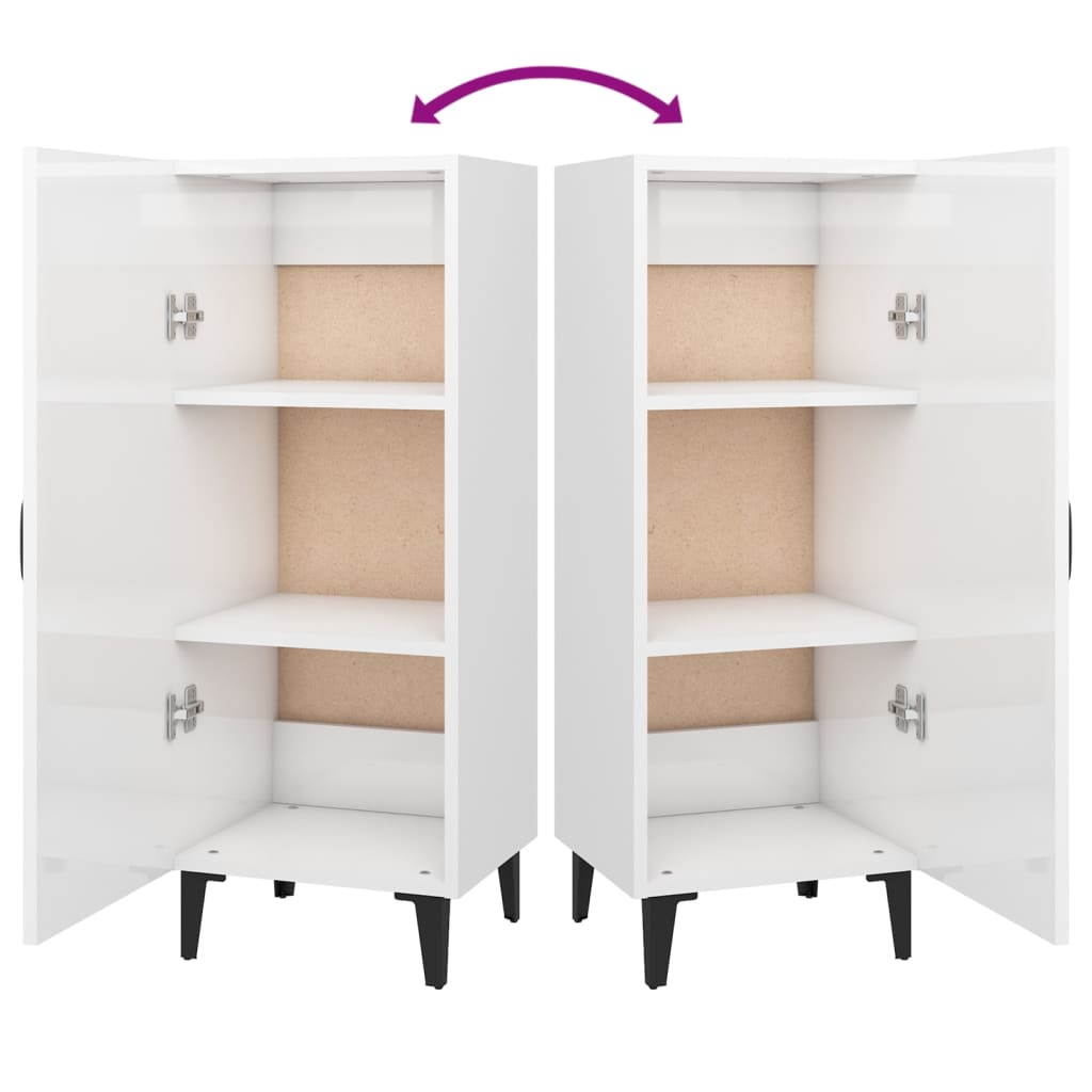 vidaXL Buffet haut brillant blanc 34,5x34x90 cm Bois d'ingénierie
