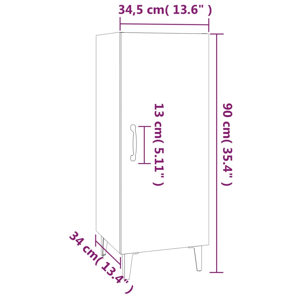 vidaXL Buffet haut brillant blanc 34,5x34x90 cm Bois d'ingénierie
