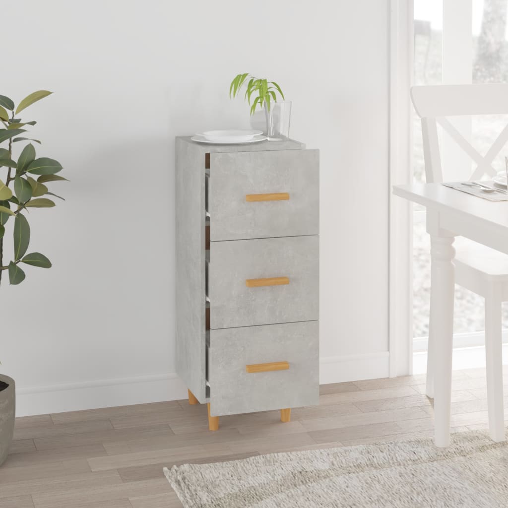 vidaXL Buffet gris béton 34,5x34x90 cm Bois d'ingénierie