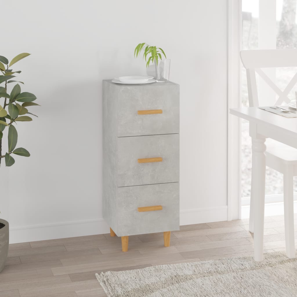 vidaXL Buffet gris béton 34,5x34x90 cm Bois d'ingénierie