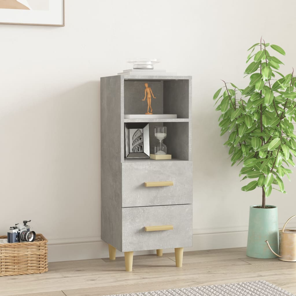 vidaXL Buffet gris béton 34,5x34x90 cm Bois d'ingénierie