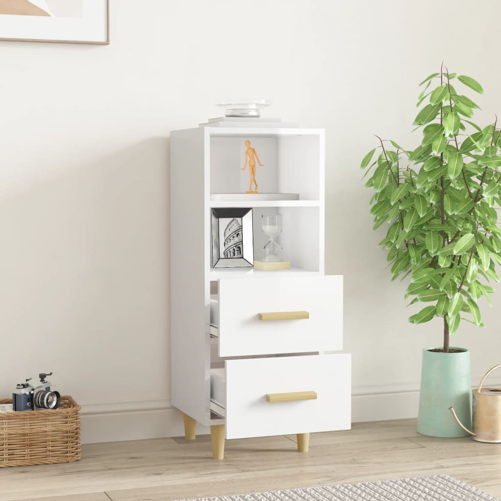 vidaXL Buffet haut brillant blanc 34,5x34x90 cm Bois d'ingénierie