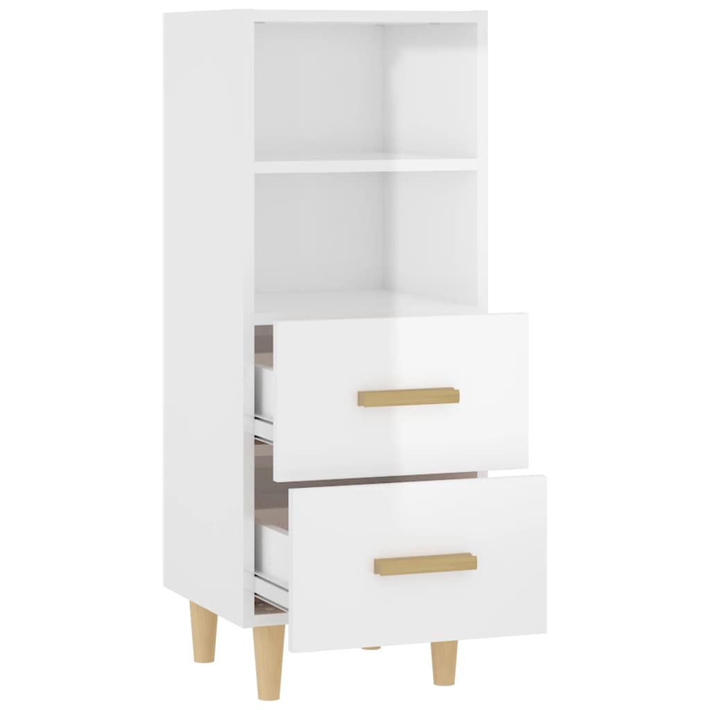 vidaXL Buffet haut brillant blanc 34,5x34x90 cm Bois d'ingénierie