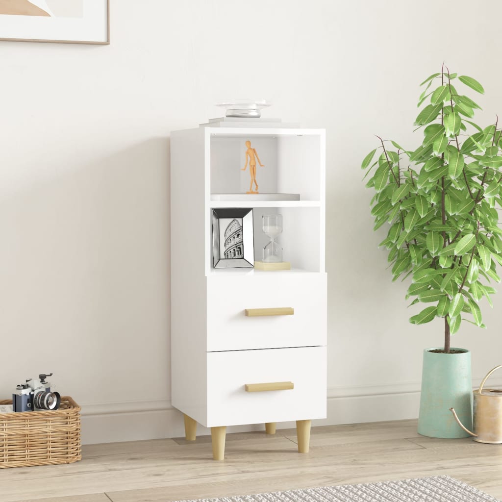 vidaXL Buffet haut brillant blanc 34,5x34x90 cm Bois d'ingénierie