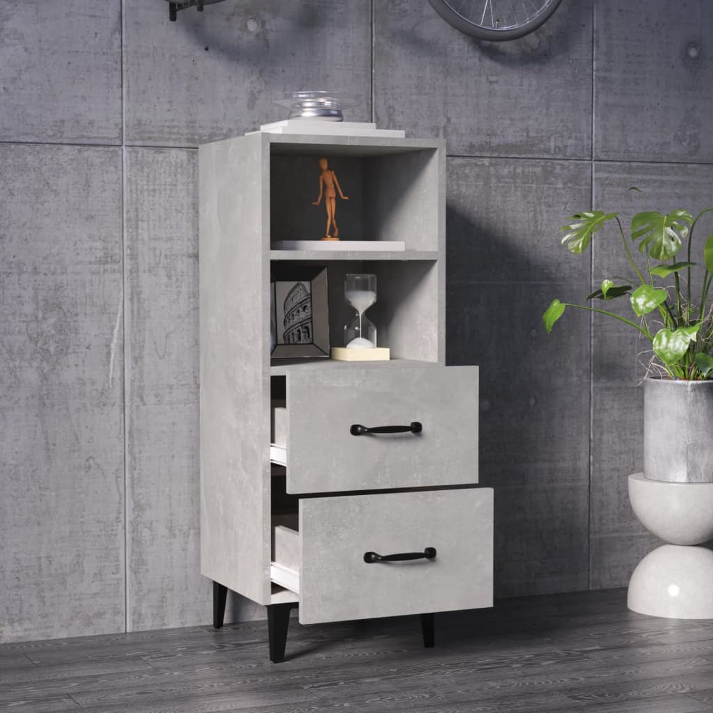 vidaXL Buffet gris béton 34,5x34x90 cm Bois d'ingénierie
