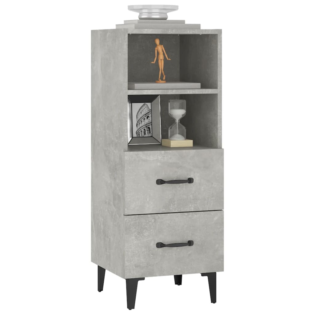 vidaXL Buffet gris béton 34,5x34x90 cm Bois d'ingénierie