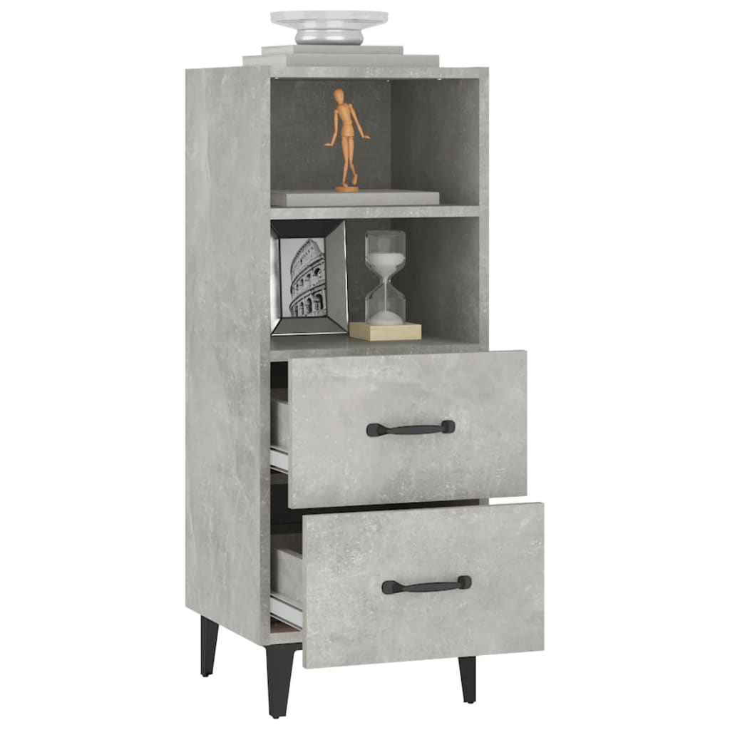 vidaXL Buffet gris béton 34,5x34x90 cm Bois d'ingénierie