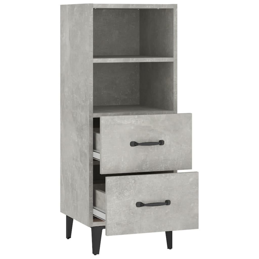 vidaXL Buffet gris béton 34,5x34x90 cm Bois d'ingénierie