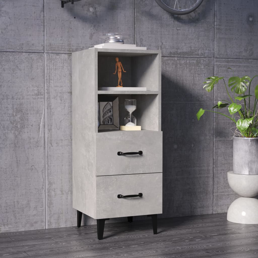 vidaXL Buffet gris béton 34,5x34x90 cm Bois d'ingénierie