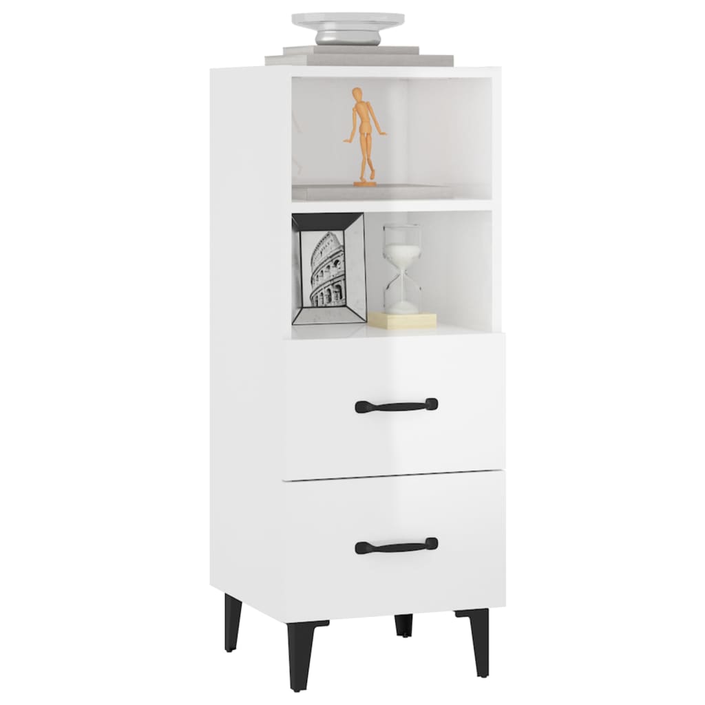 vidaXL Sideboard Hochglanz-Weiß 34,5x34x90 cm Holzwerkstoff