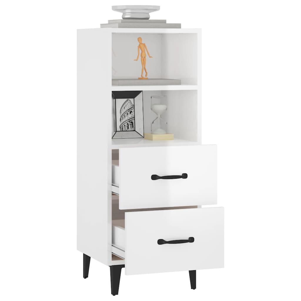 vidaXL Sideboard Hochglanz-Weiß 34,5x34x90 cm Holzwerkstoff