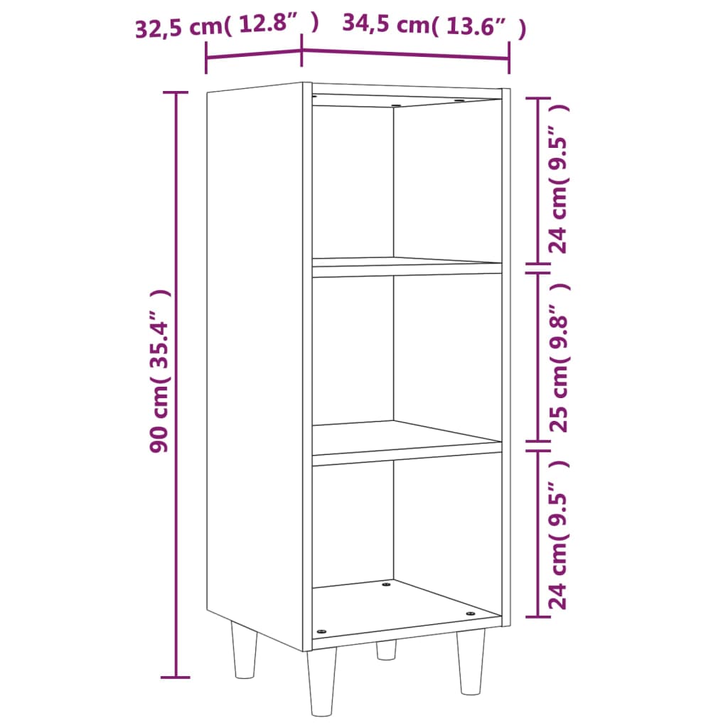 vidaXL Buffet blanc 34,5x32,5x90 cm Bois d'ingénierie