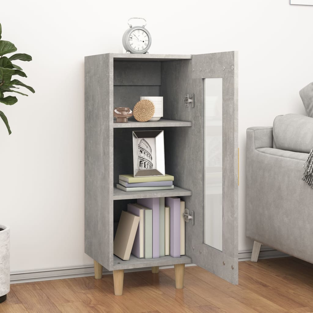 vidaXL Buffet gris béton 34,5x34x90 cm Bois d'ingénierie