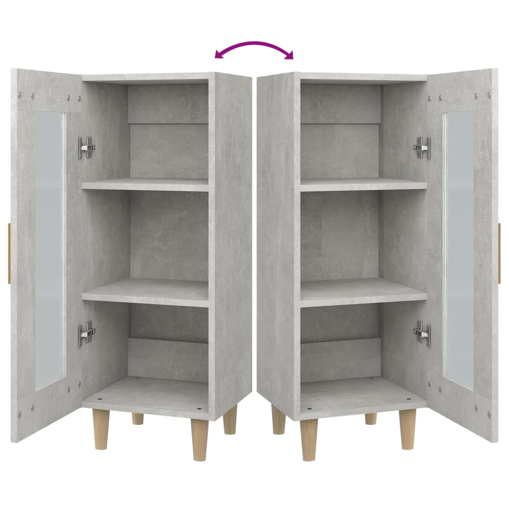 vidaXL Buffet gris béton 34,5x34x90 cm Bois d'ingénierie