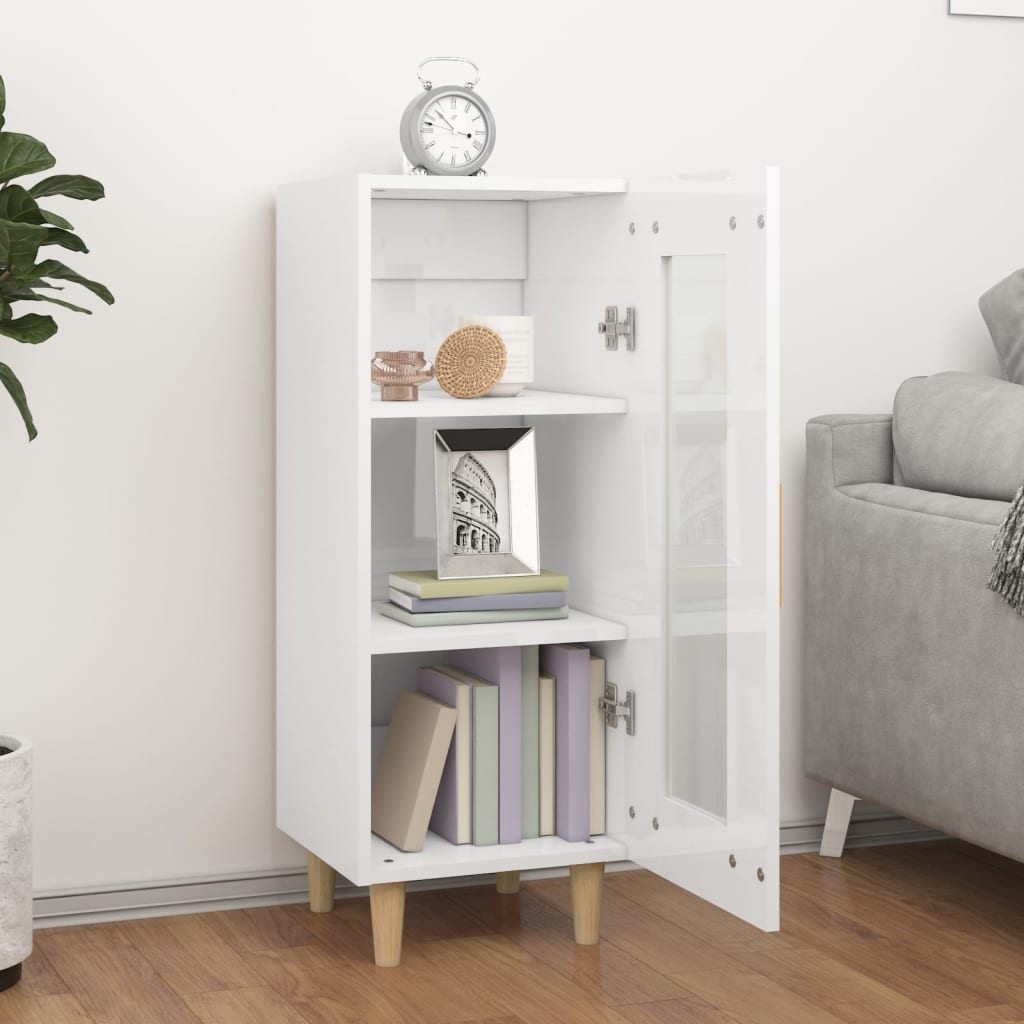 vidaXL Buffet haut brillant blanc 34,5x34x90 cm Bois d'ingénierie