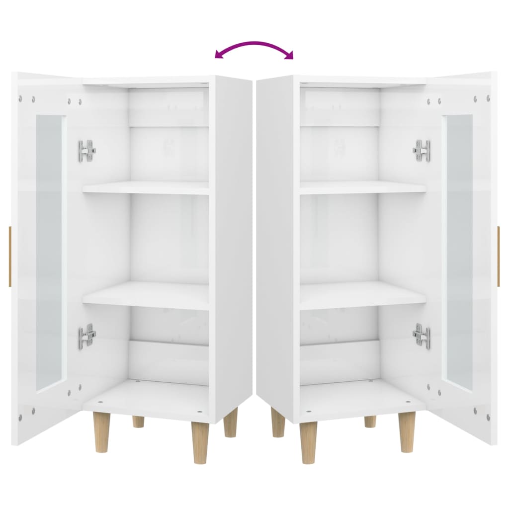 vidaXL Buffet haut brillant blanc 34,5x34x90 cm Bois d'ingénierie