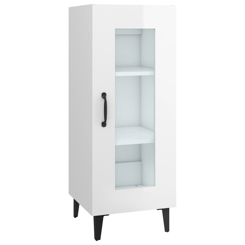 vidaXL Buffet haut brillant blanc 34,5x34x90 cm Bois d'ingénierie