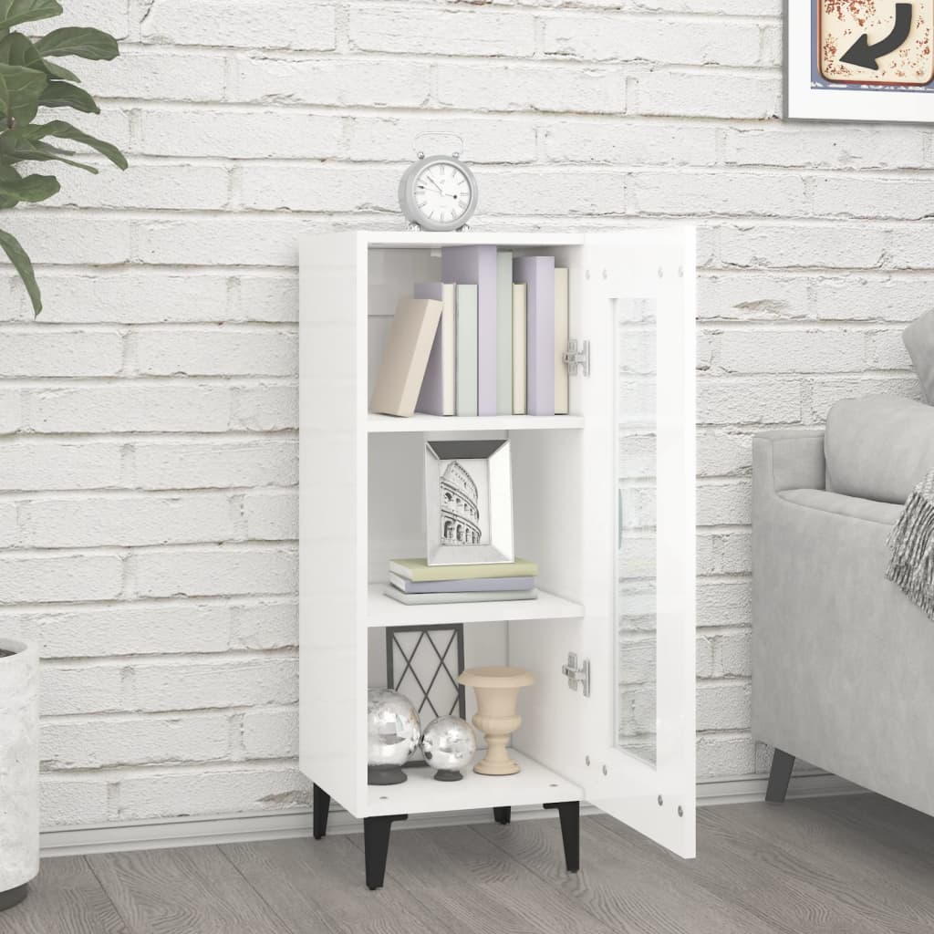 vidaXL Buffet haut brillant blanc 34,5x34x90 cm Bois d'ingénierie