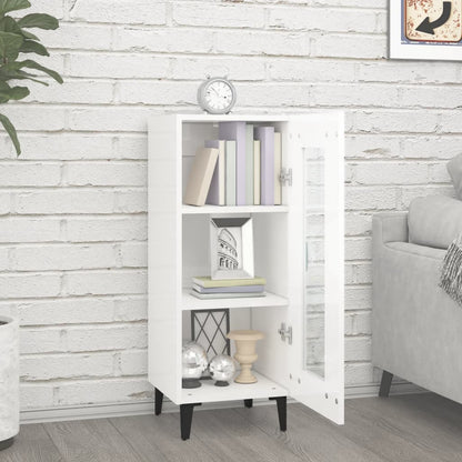 vidaXL Buffet haut brillant blanc 34,5x34x90 cm Bois d'ingénierie
