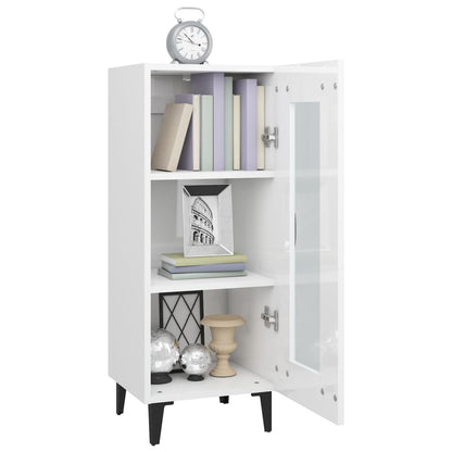 vidaXL Buffet haut brillant blanc 34,5x34x90 cm Bois d'ingénierie