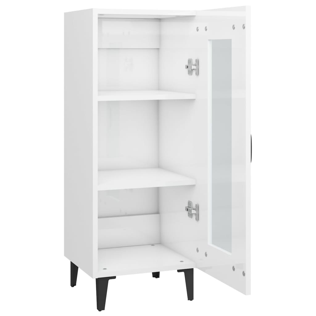 vidaXL Buffet haut brillant blanc 34,5x34x90 cm Bois d'ingénierie