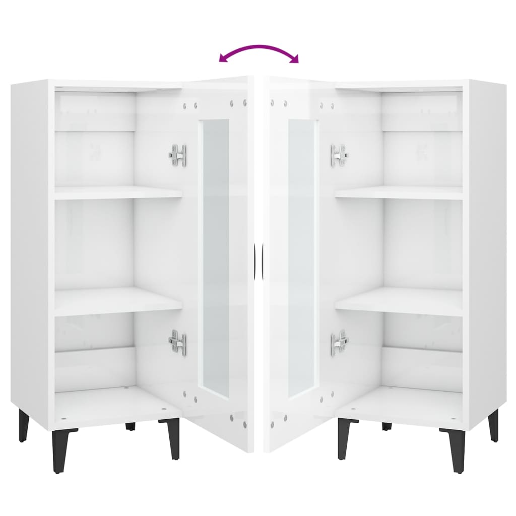 vidaXL Buffet haut brillant blanc 34,5x34x90 cm Bois d'ingénierie