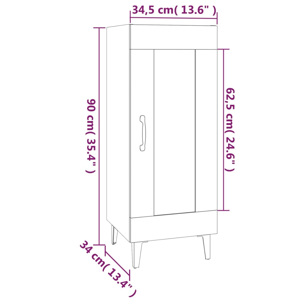 vidaXL Buffet haut brillant blanc 34,5x34x90 cm Bois d'ingénierie