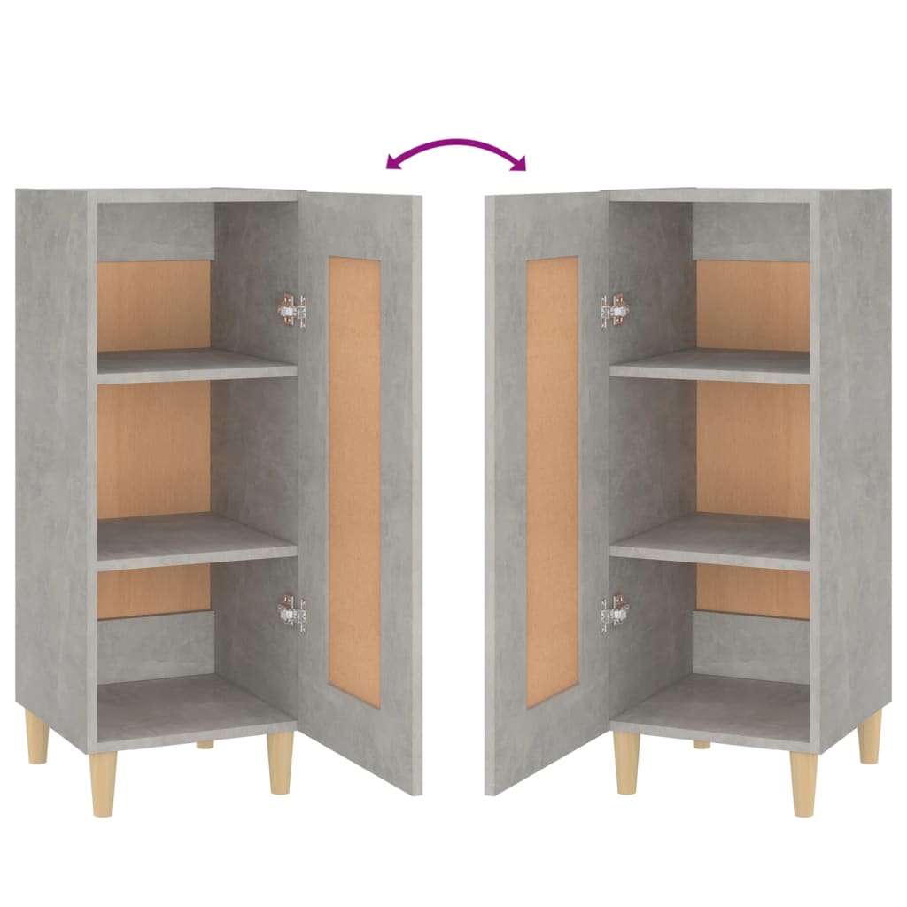 vidaXL Buffet gris béton 34,5x34x90 cm Bois d'ingénierie